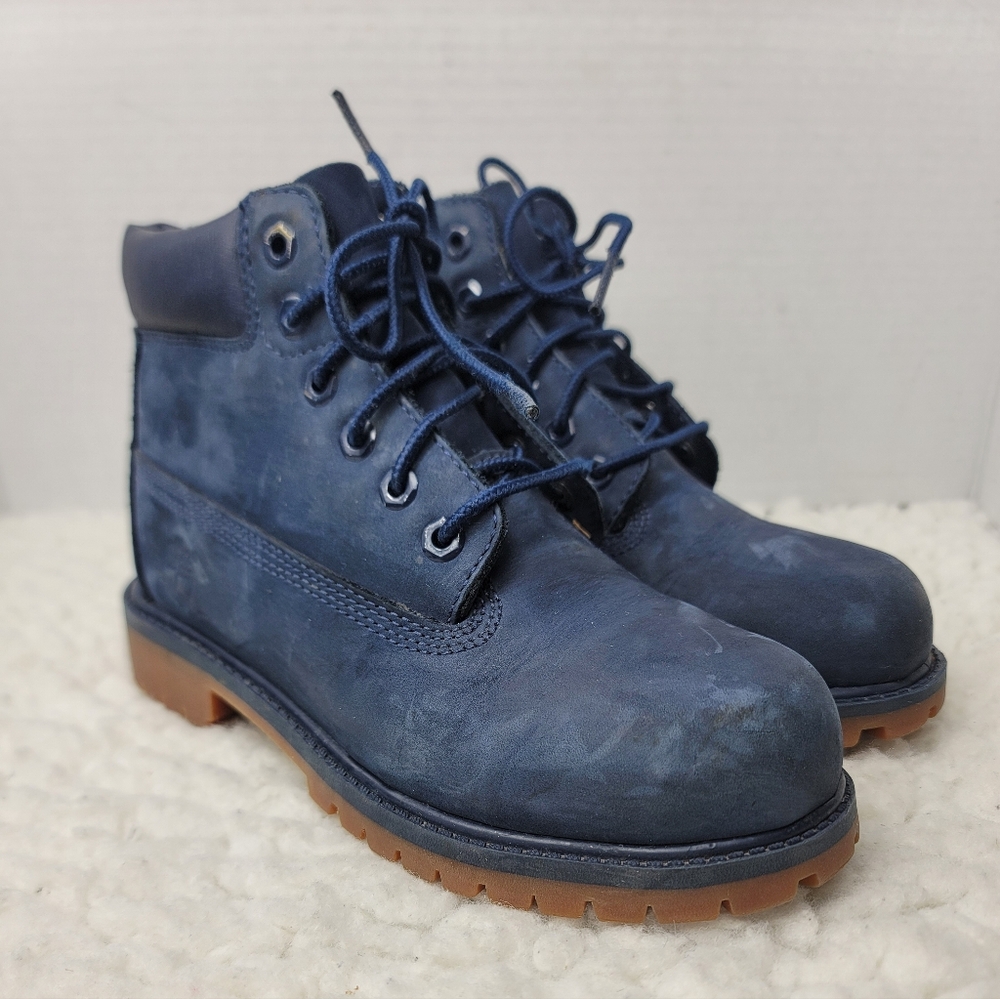 Timberland Kids Nubuck Boots Navy Blue Lug Sole Youth US 2 EU 34.Authentic